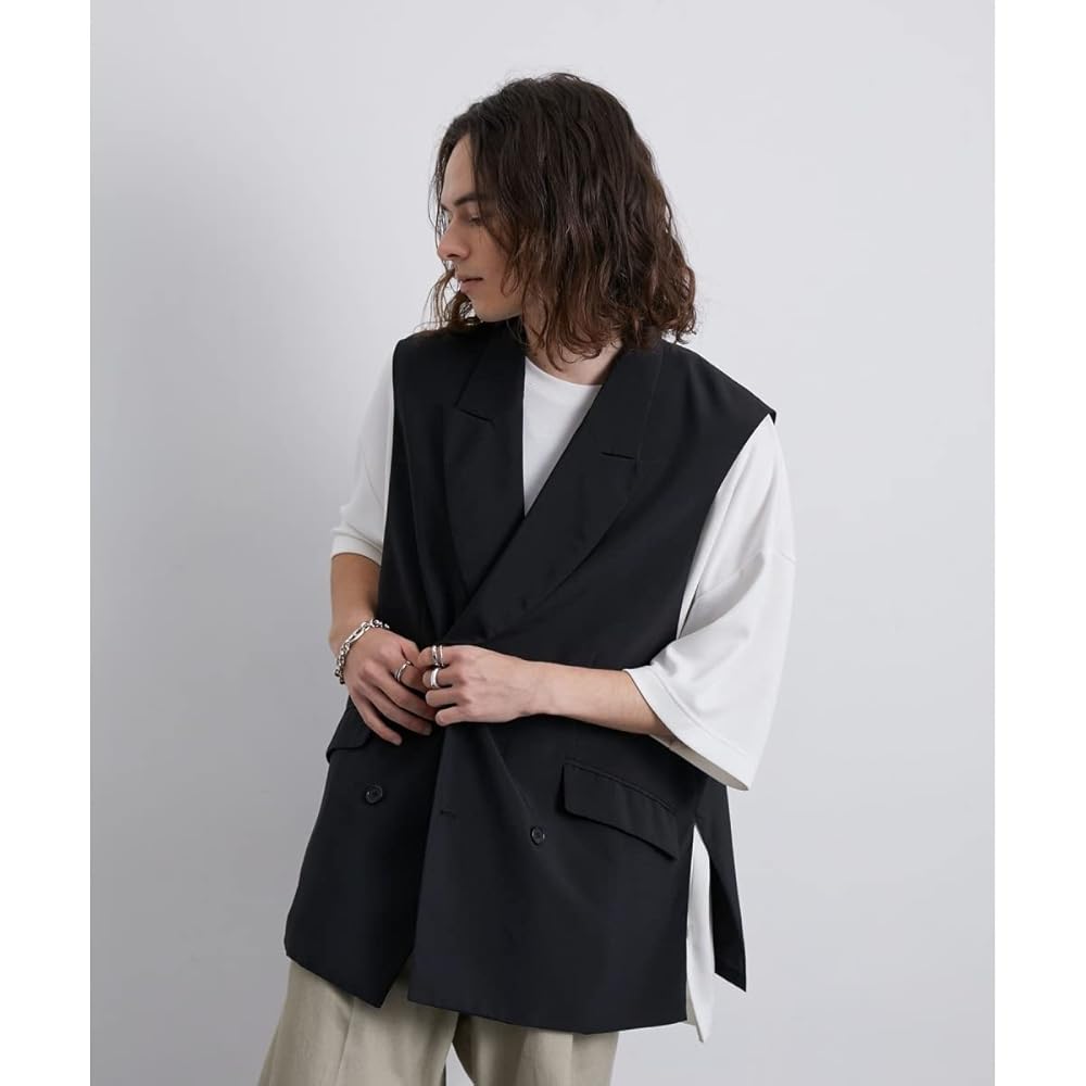 Amazon | [ジュンレッド] ジレ エアスルーダブルブレストジレ